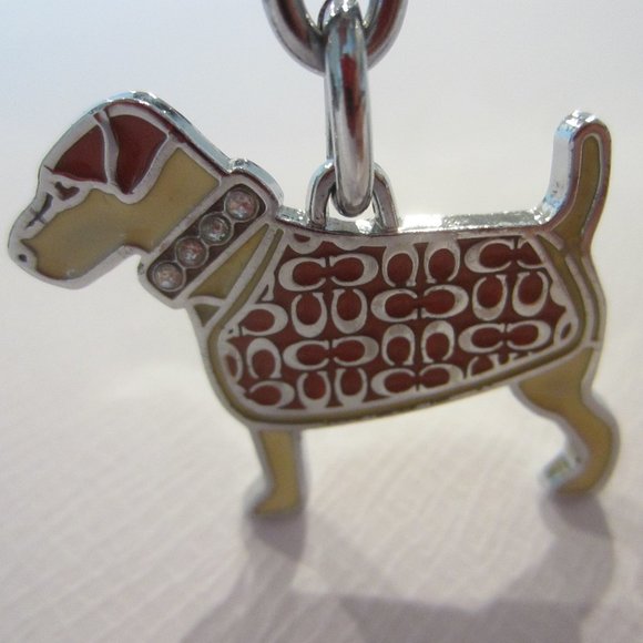 Coach Dog Key Ring Designed White Crystals Collar - Picture 1 of 13